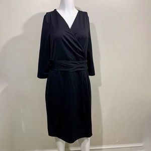 J.McLaughlin Wrap Midi Dress Black Stretch Knit